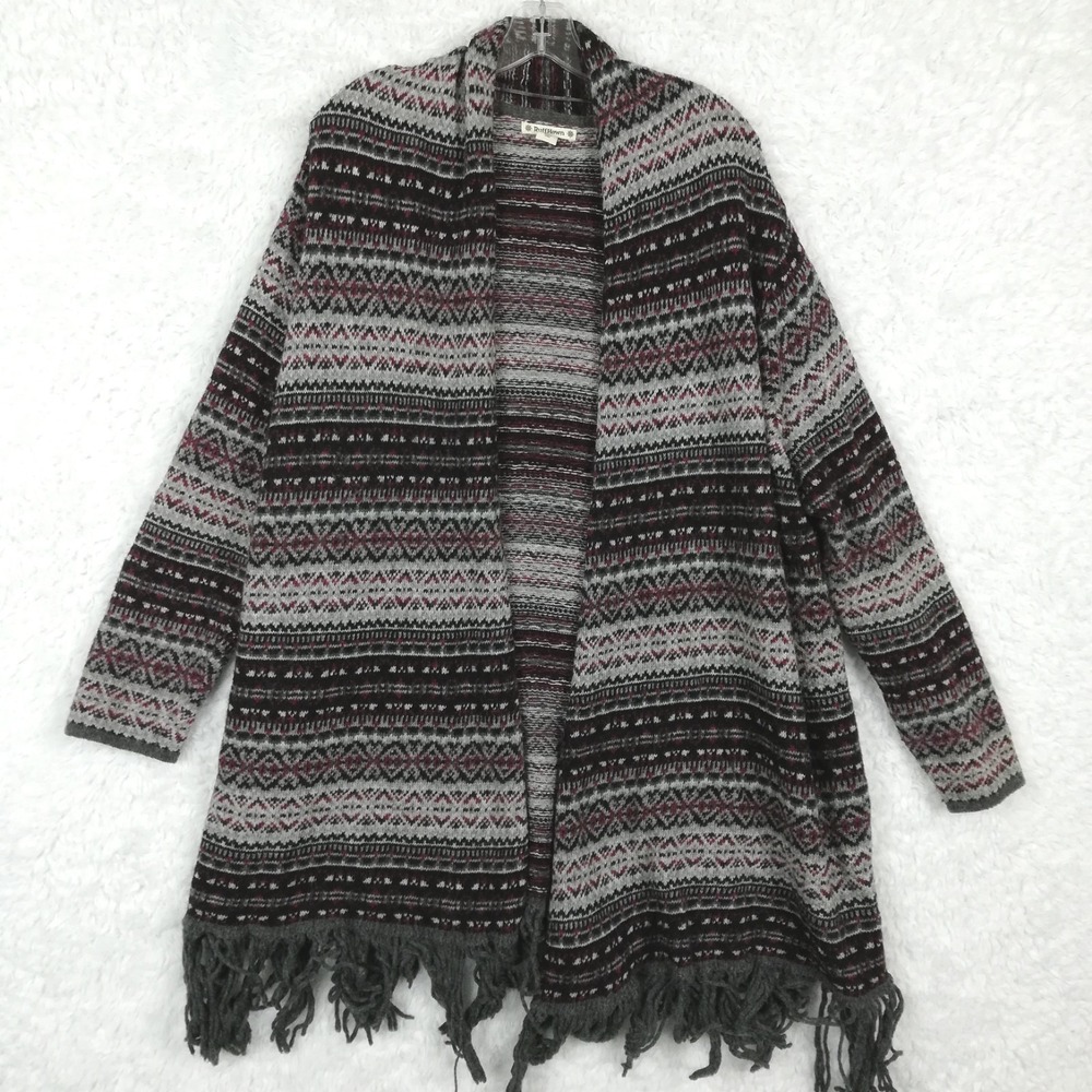 Ruff Hewn Womens Cardigan Sweater Wool Alpaca Mohair Blend Aztec Open Front 3X‎